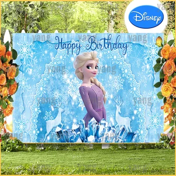 Disney Užsakymą Užšaldyti Princesė Magija Elsa Gimtadienio Apdailos Ledo Sniego Fone Fotografijos Fone