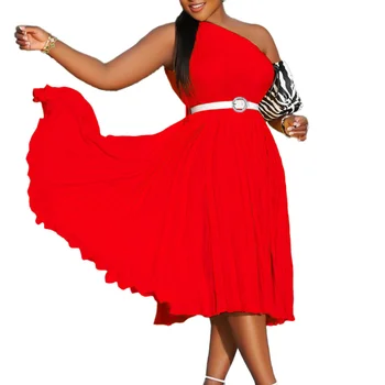 Afrikos Suknelės Moterims Vasaros Elegantiškas Afrikos Rankovių Poliesteris Raudona Balta Žalia Kelio ilgio Suknelė Afrikos Drabužius Ir Diržas