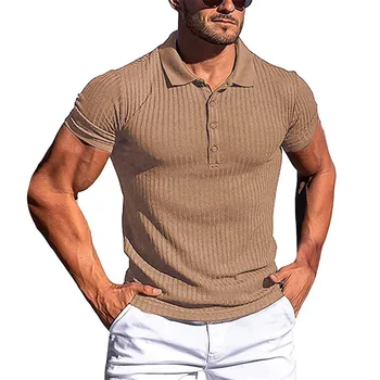 Vyriški Golfo Atsitiktinis Marškinėliai trumpomis Rankovėmis Pritvirtinti Viršūnes vientisos Spalvos Slim Fit Darbo Sportininko pasirodymą Marškinėliai