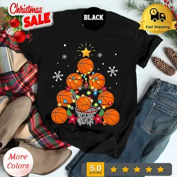 Krepšinio Kalėdų Eglutė Dovanos, marškinėliai, krepšinio kalėdų palaidinukė, krepšelio
