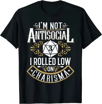 Ne Antisocialinis, Valcavimo Mažai Charizma Juokinga RPG Myli Drakonus T-Shirt CoolPrinted Topai Marškinėliai Karšto Pardavimo Medvilnės Jaunimo Top marškinėliai