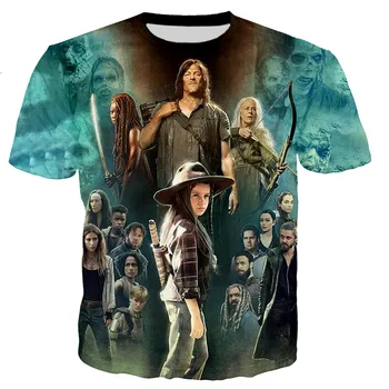 2023 Naujas Walking Dead 3D Atspausdintas T-shirt Harajuku Streetwear Negabaritinių Viršūnes Vyrai Moterys Vasaros Mados Atsitiktinis Marškinėliai Topai Tees