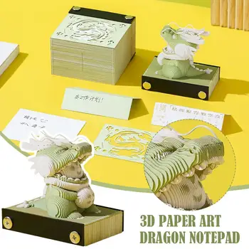 Ne Lipni 3D Bloknotai Kūrybos 3D Memo Pad Meno Kalendorius Dragon Popieriaus Drožyba 3D Kalendorius Popieriaus Drožyba Dovana Darbastalio Apdaila