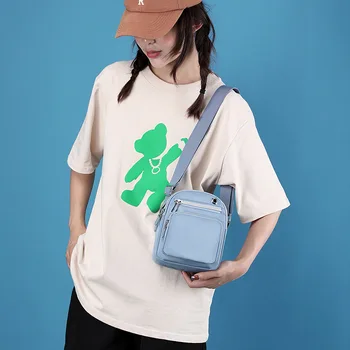 Naujo dizaino Moterų nerijos Maišelis Lengvas nailono krepšys Didelės talpos telefono ausinių lizdą Mažas kvadratas krepšys moterims
